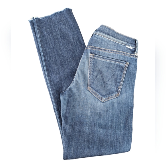 MOTHER Denim - MOTHER The Rascal Dark Wash Raw Hem Straight Leg Jeans - Women's Size 27 US 4-6
